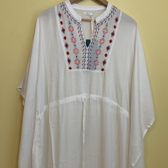 Guadalupe Design | NWT Gracie Viscose Embroidered Kaftan Beach Coverup Dress OS - Picture 4 of 17